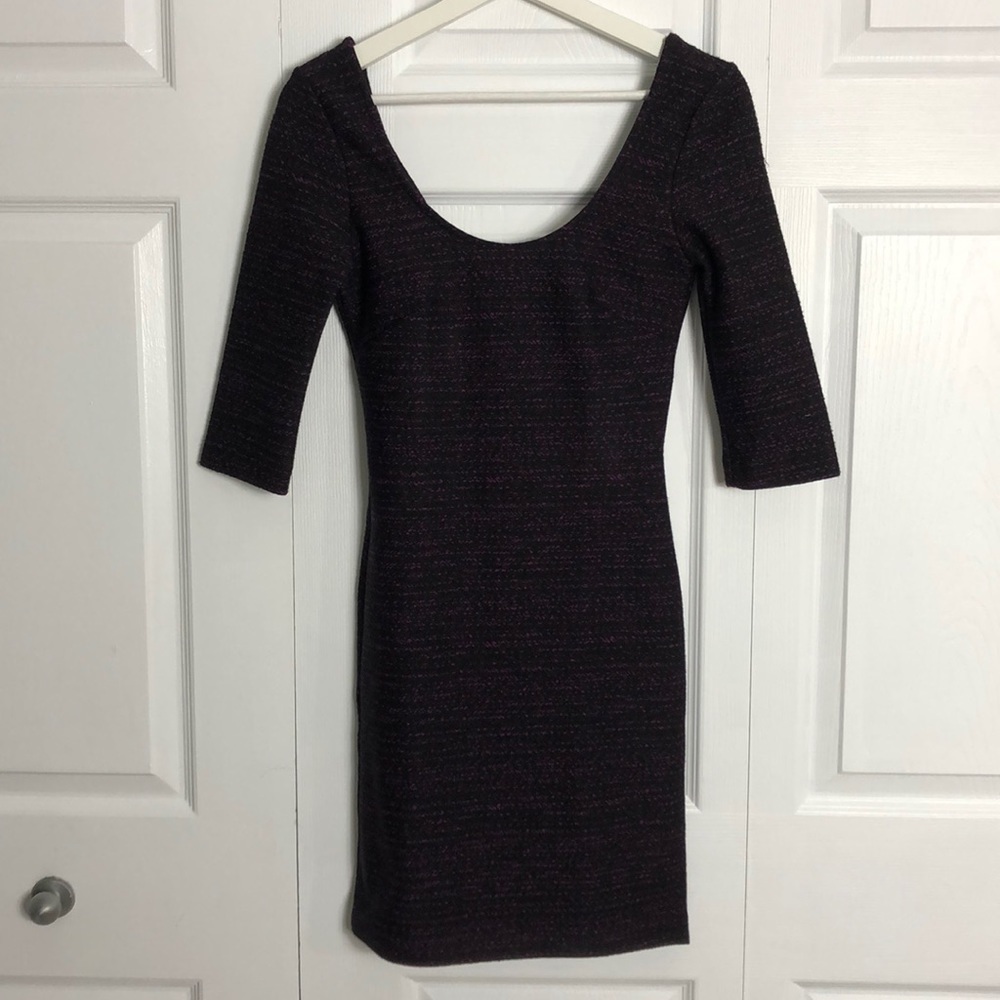 🖤 XXS 🖤 NWT Black and Purple Scoop Neck Scoop Back Dress Low Cut​